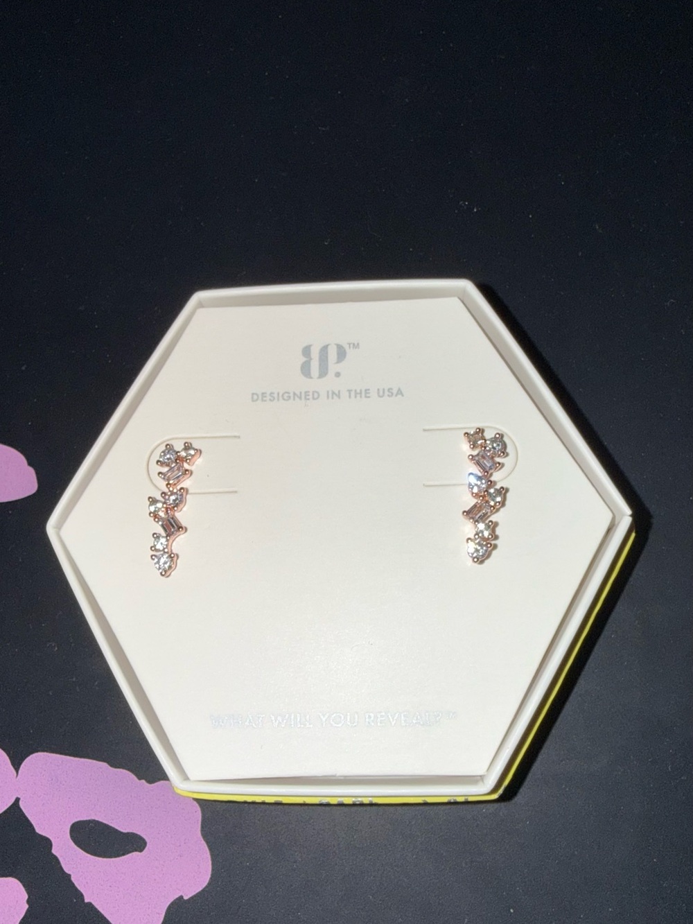 bp Rose Gold Crystal Ear Climbers